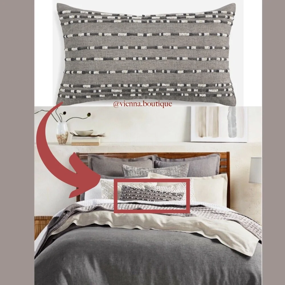 NWT Hotel Collection Linen‎ Decorative Pillow Grey